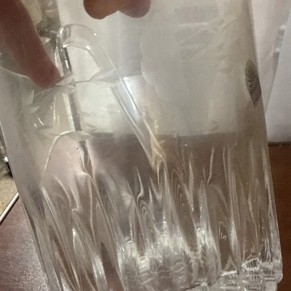 Vintage Princess House #863 Heritage Etched Ice Bucket W/Tongs lead crystal